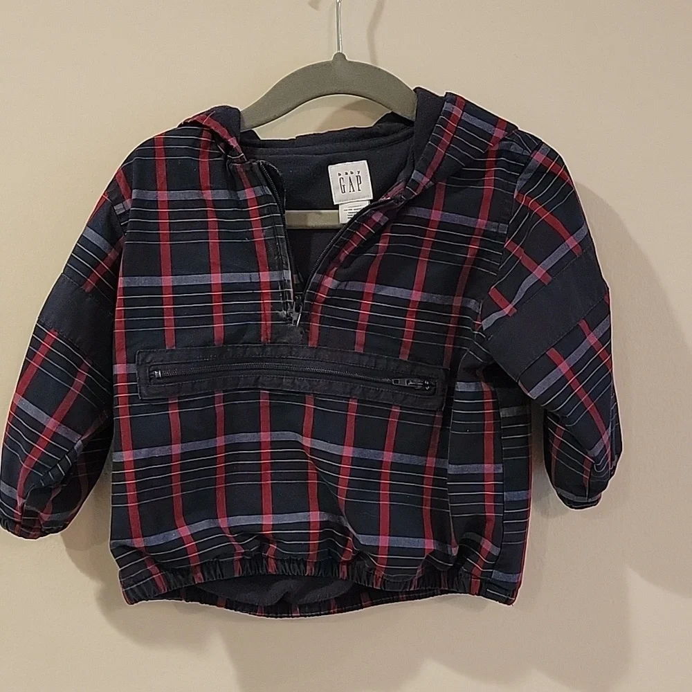 Vintage Baby Gap windbreaker plaid 12-18 month windbreaker spring jacket blue